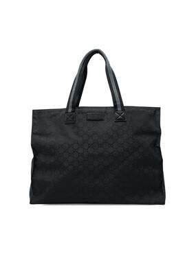 Gucci Gg Nylon Web Tote Pre-Loved Black #320509G53B